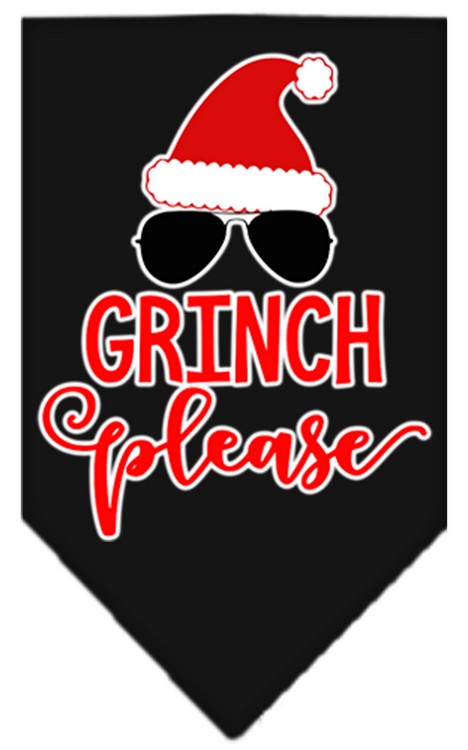 Grinch Please Screen Print Bandana Black Large